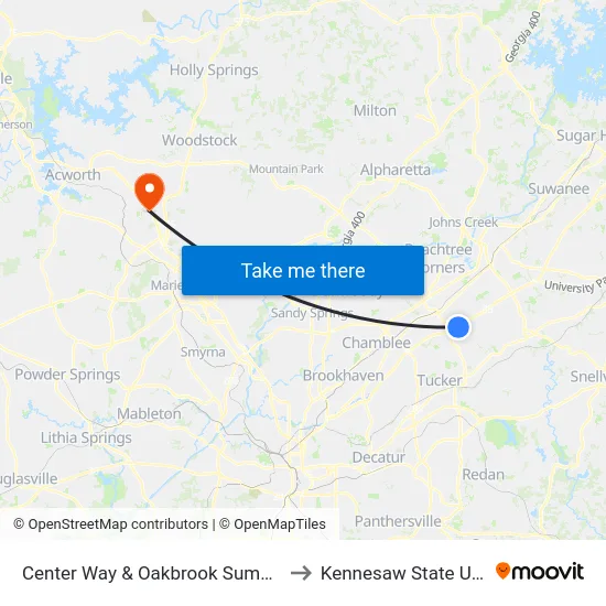 Center Way & Oakbrook Summit Entrance to Kennesaw State University map