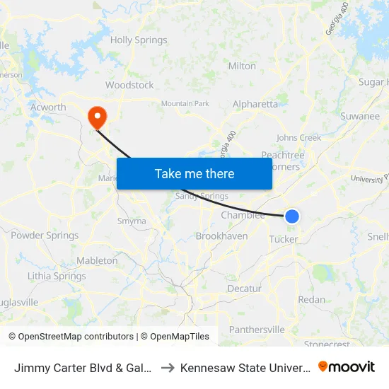 Jimmy Carter Blvd & Gale Dr to Kennesaw State University map