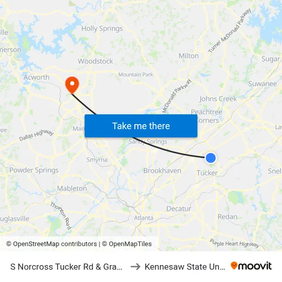 S Norcross Tucker Rd & Graves Rd Ob to Kennesaw State University map