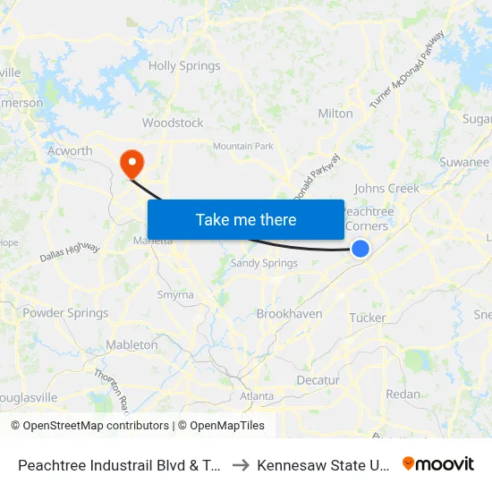Peachtree Industrail Blvd & Target Plaza to Kennesaw State University map