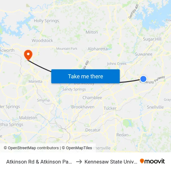 Atkinson Rd & Atkinson Park Dr Ib to Kennesaw State University map