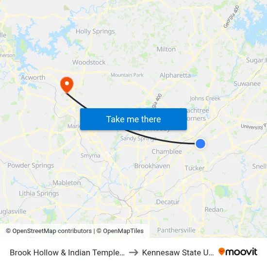 Brook Hollow & Indian Temple (2nd Entran to Kennesaw State University map