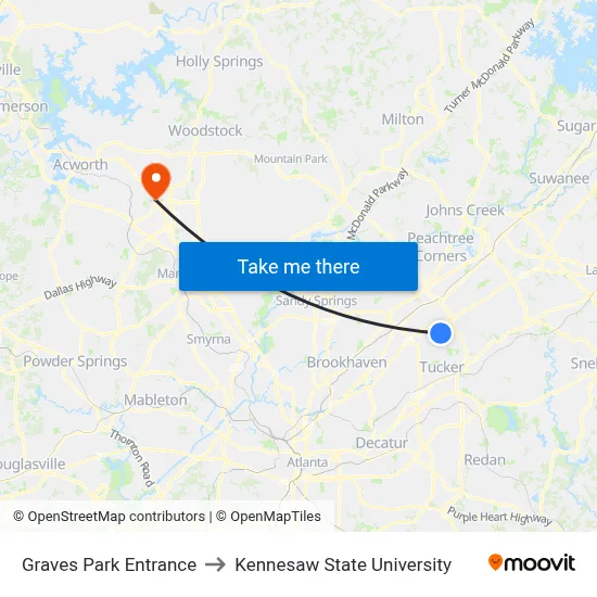 Graves Park Entrance to Kennesaw State University map