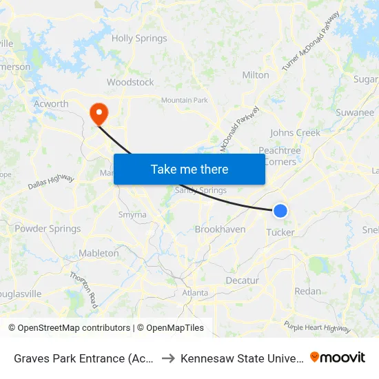 Graves Park Entrance (Across) to Kennesaw State University map