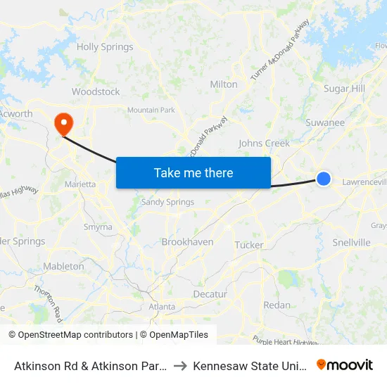 Atkinson Rd & Atkinson Park Dr Ob to Kennesaw State University map