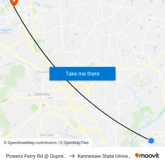Powers Ferry Rd @ Dupree Dr to Kennesaw State University map