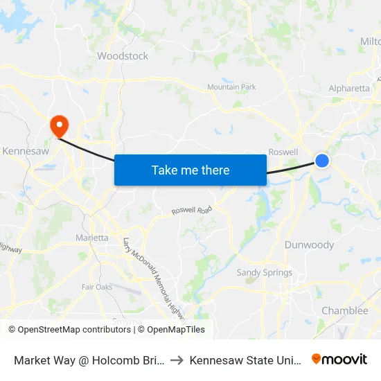 Market Way @ Holcomb Bridge Rd to Kennesaw State University map