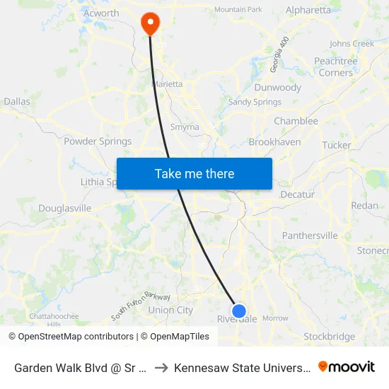 Garden Walk Blvd @ Sr 85 to Kennesaw State University map