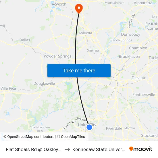 Flat Shoals Rd @ Oakley Rd to Kennesaw State University map
