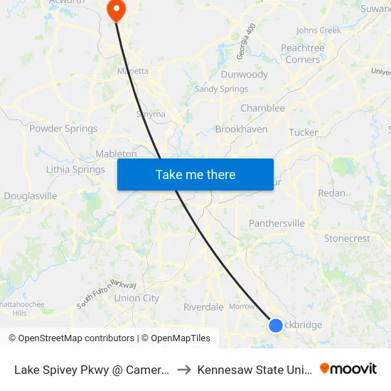 Lake Spivey Pkwy @ Cameron Pkwy to Kennesaw State University map