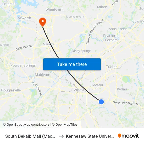 South Dekalb Mall (Macy'S) to Kennesaw State University map