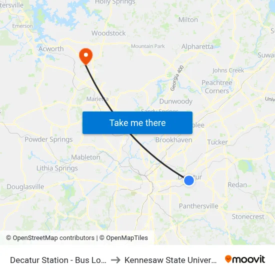 Decatur Station - Bus Loop to Kennesaw State University map