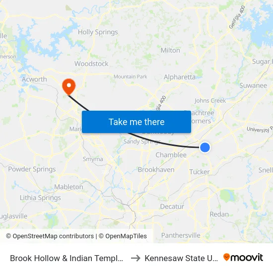 Brook Hollow & Indian Temple (1st Entran to Kennesaw State University map