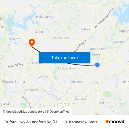 Buford Hwy & Langford Rd (Magnolia Plaza to Kennesaw State University map
