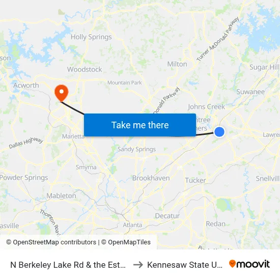 N Berkeley Lake Rd & the Estates Apts Ib to Kennesaw State University map