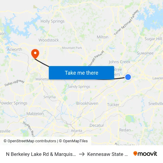 N Berkeley Lake Rd & Marquis @ Nberkeley to Kennesaw State University map