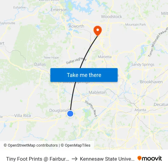 Tiny Foot Prints @ Fairburn Rd to Kennesaw State University map
