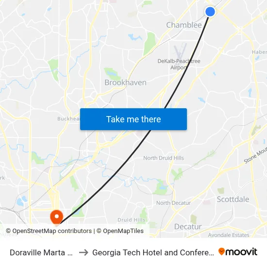 Doraville Marta Station to Georgia Tech Hotel and Conference Center map