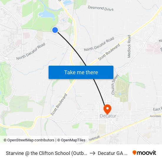 Starvine @ the Clifton School (Outbound) to Decatur GA USA map