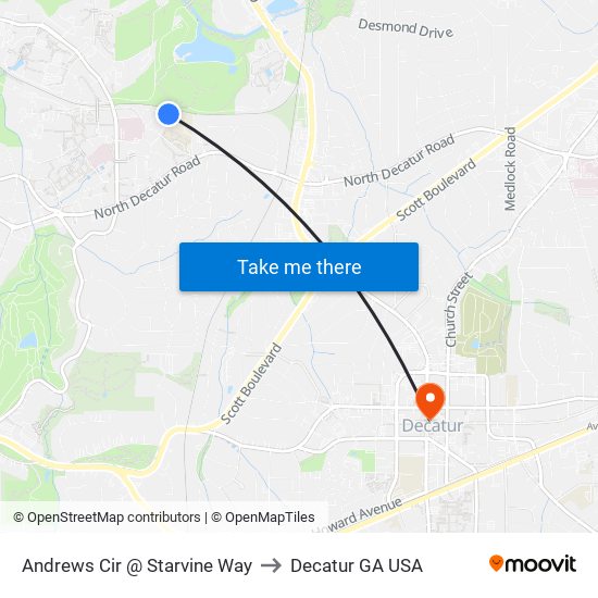 Andrews Cir @ Starvine Way to Decatur GA USA map