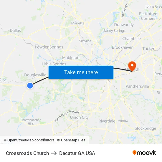 Crossroads Church to Decatur GA USA map