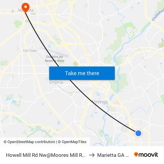 Howell Mill Rd Nw@Moores Mill Rd NW to Marietta GA USA map