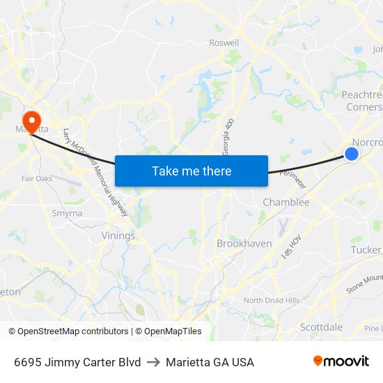 6695 Jimmy Carter Blvd to Marietta GA USA map