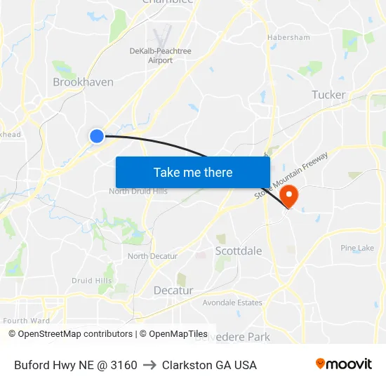 Buford Hwy NE @ 3160 to Clarkston GA USA map