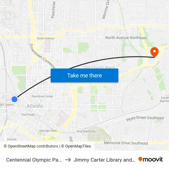 Centennial Olympic Park Dr NW to Jimmy Carter Library and Museum map