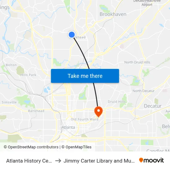 Atlanta History Center to Jimmy Carter Library and Museum map