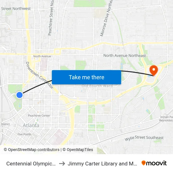 Centennial Olympic Park to Jimmy Carter Library and Museum map