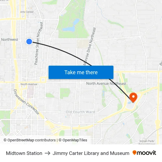 Midtown Station to Jimmy Carter Library and Museum map