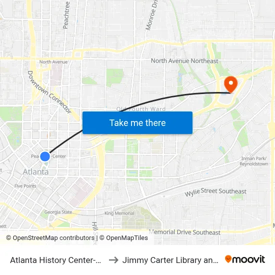 Atlanta History Center-Downtown to Jimmy Carter Library and Museum map