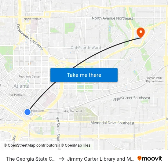 Georgia State Capitol to Jimmy Carter Library and Museum map