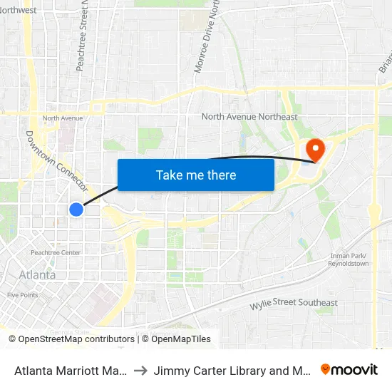 Atlanta Marriott Marquis to Jimmy Carter Library and Museum map