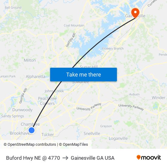 Buford Hwy NE @ 4770 to Gainesville GA USA map