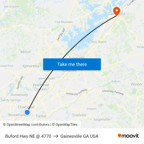 Buford Hwy NE @ 4770 to Gainesville GA USA map