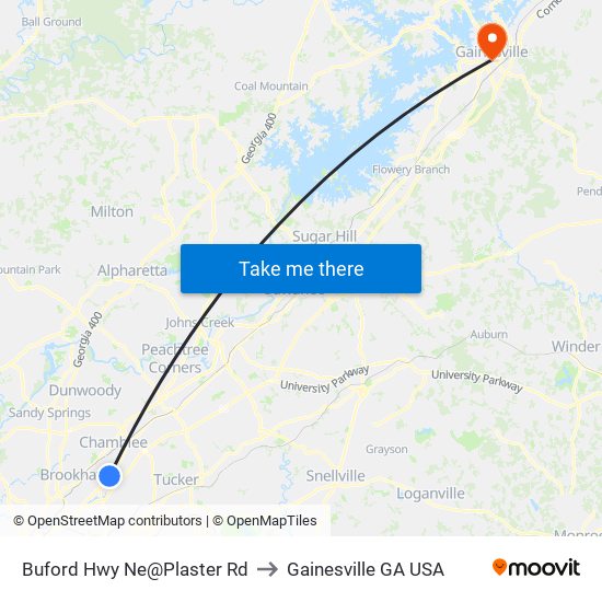 Buford Hwy Ne@Plaster Rd to Gainesville GA USA map