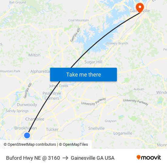 Buford Hwy NE @ 3160 to Gainesville GA USA map