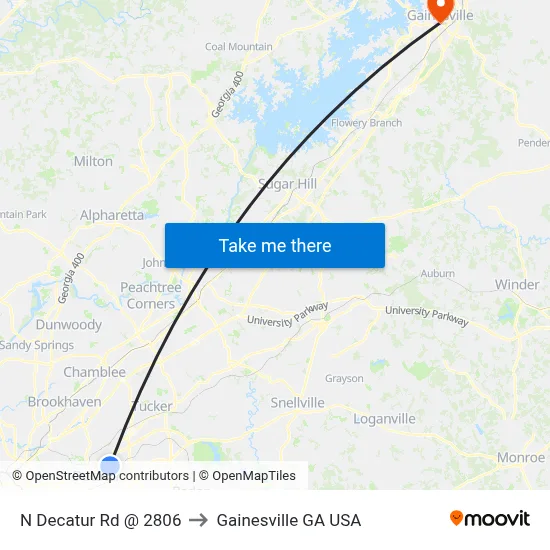 N Decatur Rd @ 2806 to Gainesville GA USA map