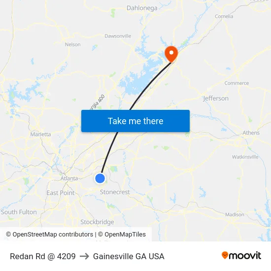 Redan Rd @ 4209 to Gainesville GA USA map