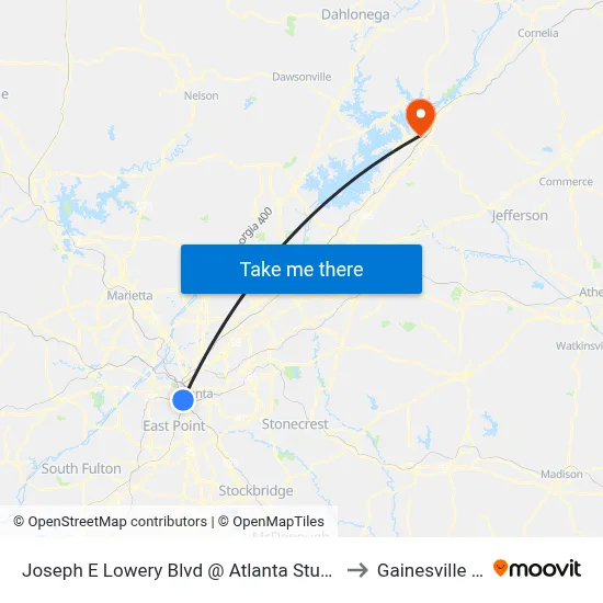 Joseph E Lowery Blvd @ Atlanta Student Movement Blvd to Gainesville GA USA map