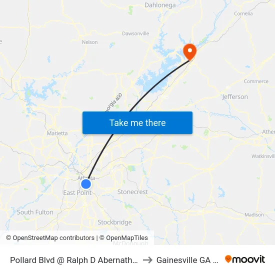 Pollard Blvd @ Ralph D Abernathy Blvd to Gainesville GA USA map