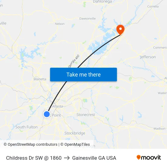 Childress Dr SW @ 1860 to Gainesville GA USA map