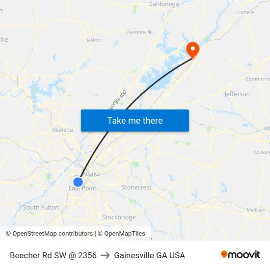Beecher Rd SW @ 2356 to Gainesville GA USA map