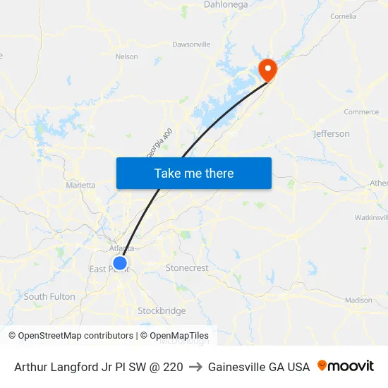 Arthur Langford Jr Pl SW @ 220 to Gainesville GA USA map