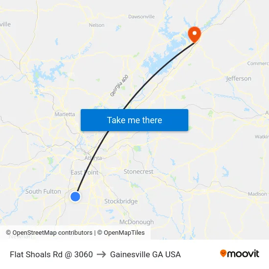 Flat Shoals Rd @ 3060 to Gainesville GA USA map