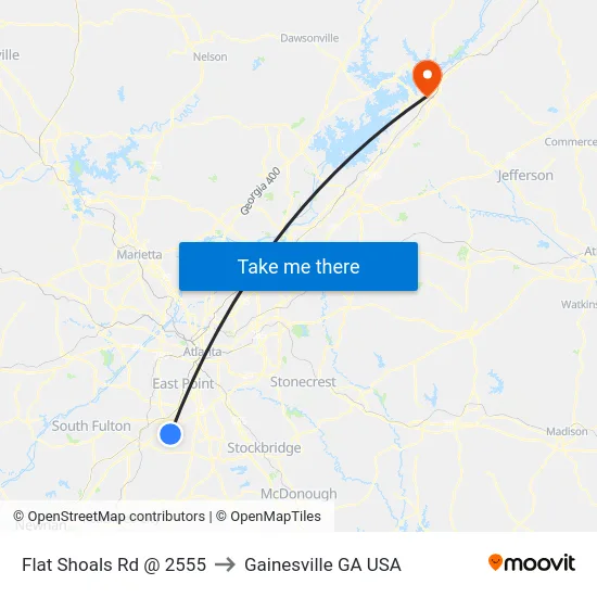 Flat Shoals Rd @ 2555 to Gainesville GA USA map