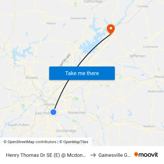 Henry Thomas Dr SE (E) @ Mcdonough Blvd SE to Gainesville GA USA map