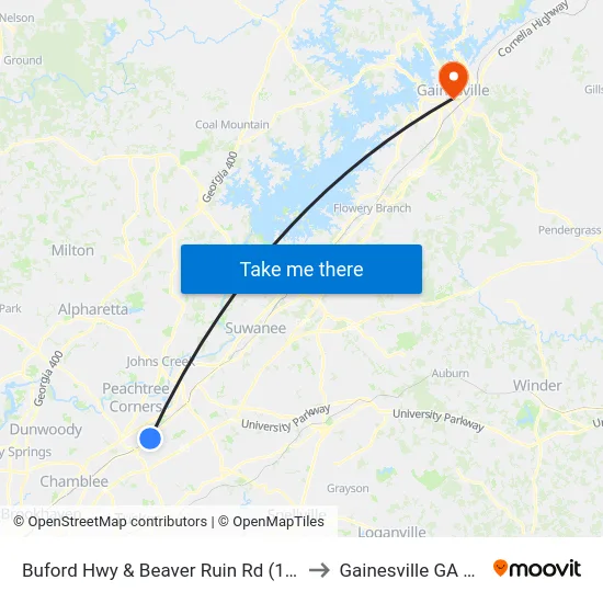Buford Hwy & Beaver Ruin Rd (10bib) to Gainesville GA USA map